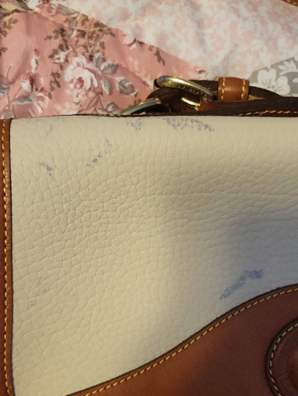 Dooney & Bourke Cream and Tan Leather Flap Crossbody - Picture 3 of 14